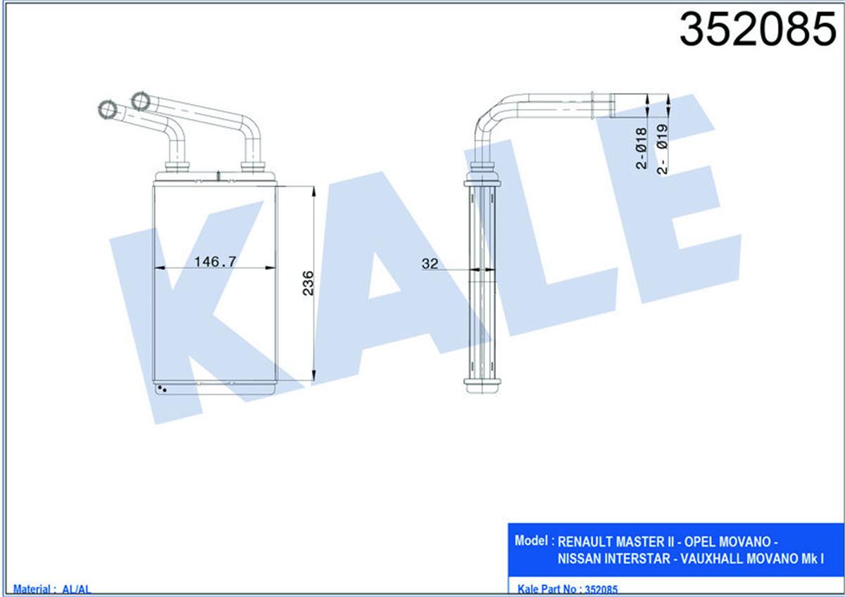 Kalorifer Radyatörü Master-Movano 2.5-3.0 Dtı-Dcı 235X145x42