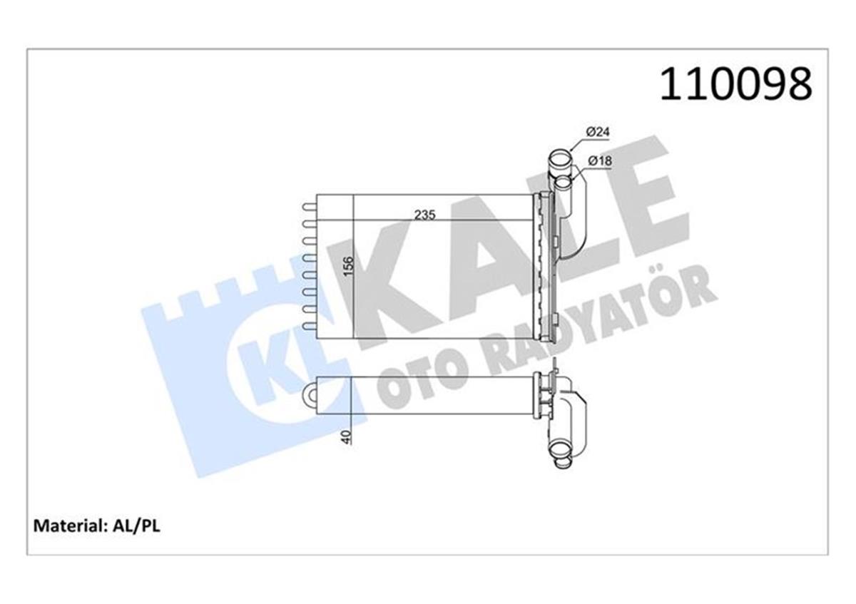 Kalorifer Radyatörü Megane I-Clio I-R19 234X157x42 2 Sıra Al Pl Sistem