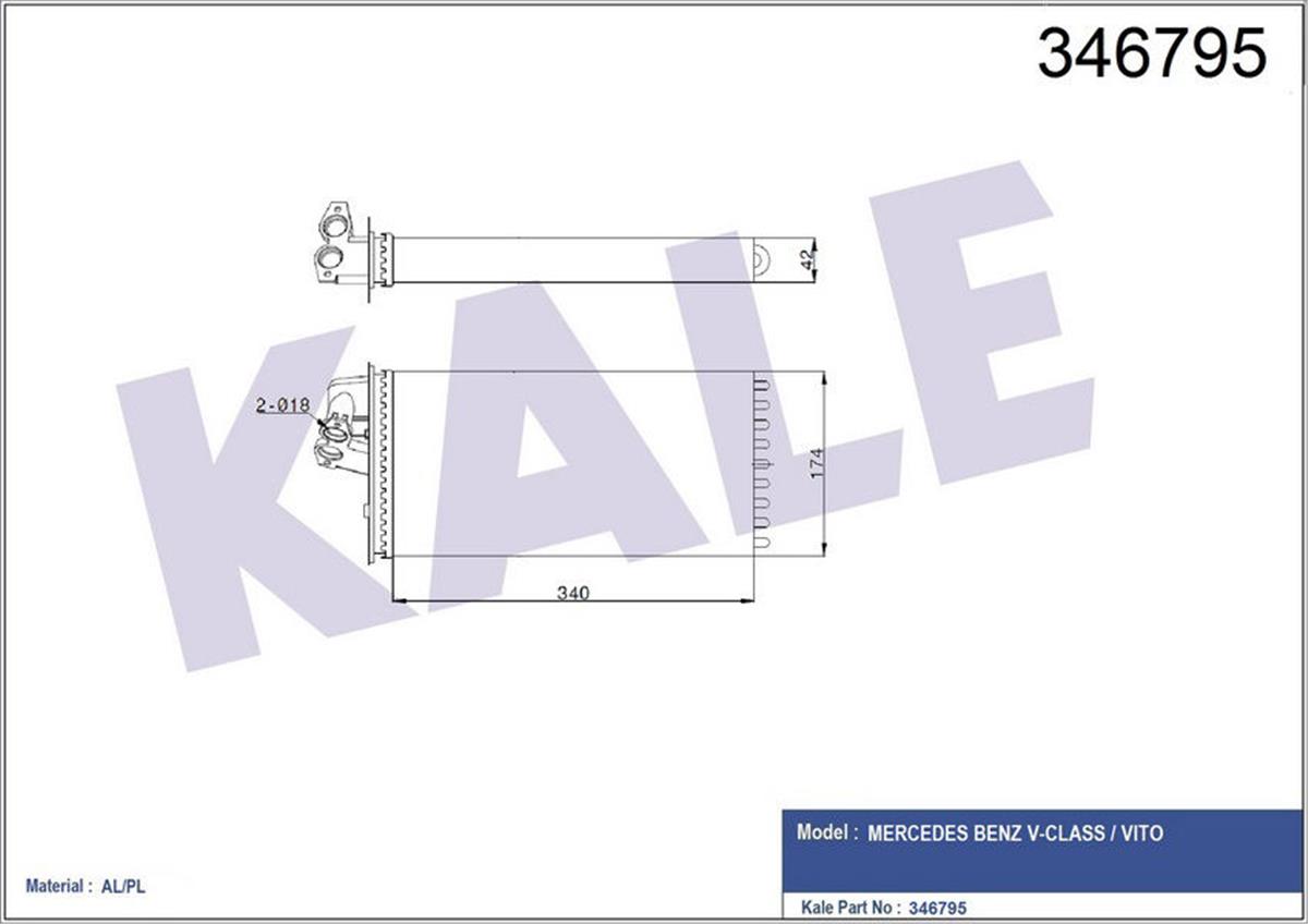 Kalorifer Radyatörü Mercedes W638 Vıto 113-114-108-112 2.2 96-03 345X182x42