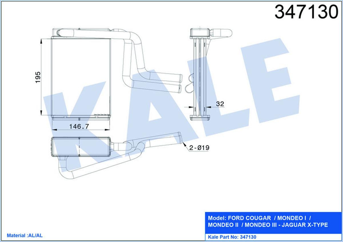 Kalorifer Radyatörü Mondeo I-Iı-Iıı 93 01 195X148x42 Brazing