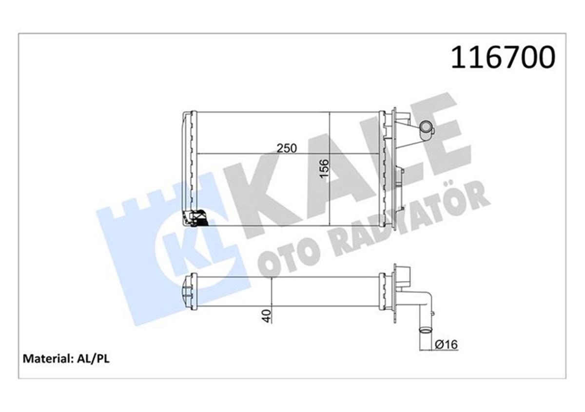 Kalorifer Radyatörü Tempra-Tipo-145 95-01 146 94-01 155 92-97 250X158x42 2 Sıra
