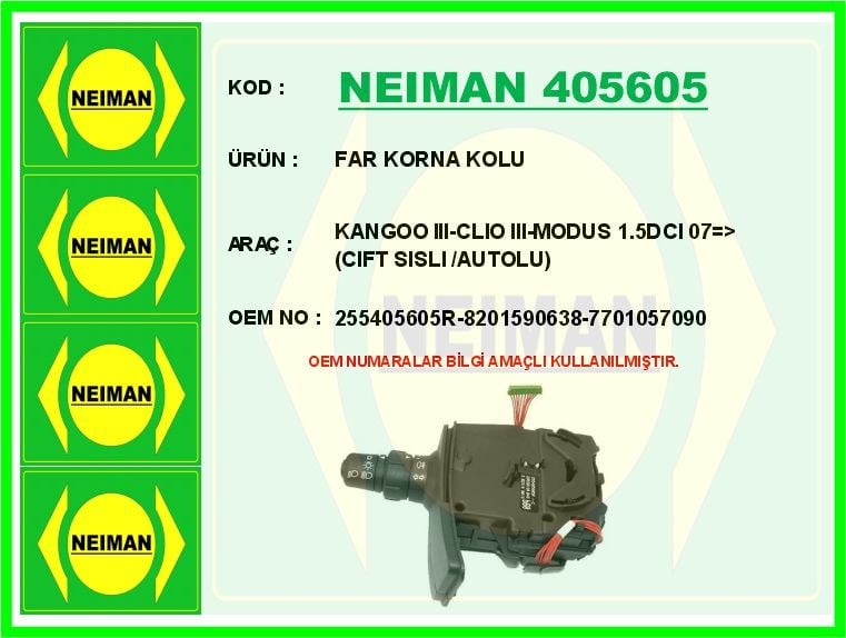 Renault Kangoo 3 Clio 3 Modus Far Korna Kolu Çift Sisli Otomatik BESCHER