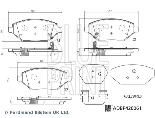 Opel Karl Fren Balatası Takımı Montaj Malzemesi Olan BLUEPRINT