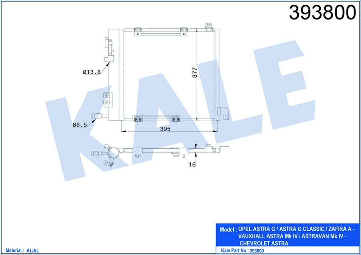 Klima Radyatörü Kondenser Astra G-Zafıra 98-02 1.7Dtı-1.7Cdtı-2.0Dı-2.0Dtı-2.2Dt