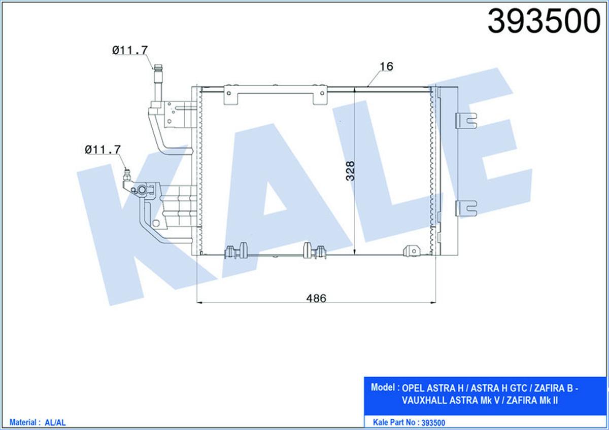 Klima Radyatörü Kondenser Astra H Cdtı-Zafıra B Cdtı Al/Al 530X320x12