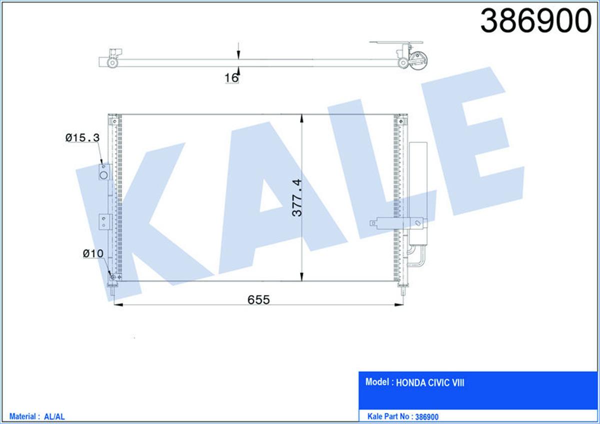Klima Radyatörü Kondenser Cıviç  Vııı Al/Al 653X378x16