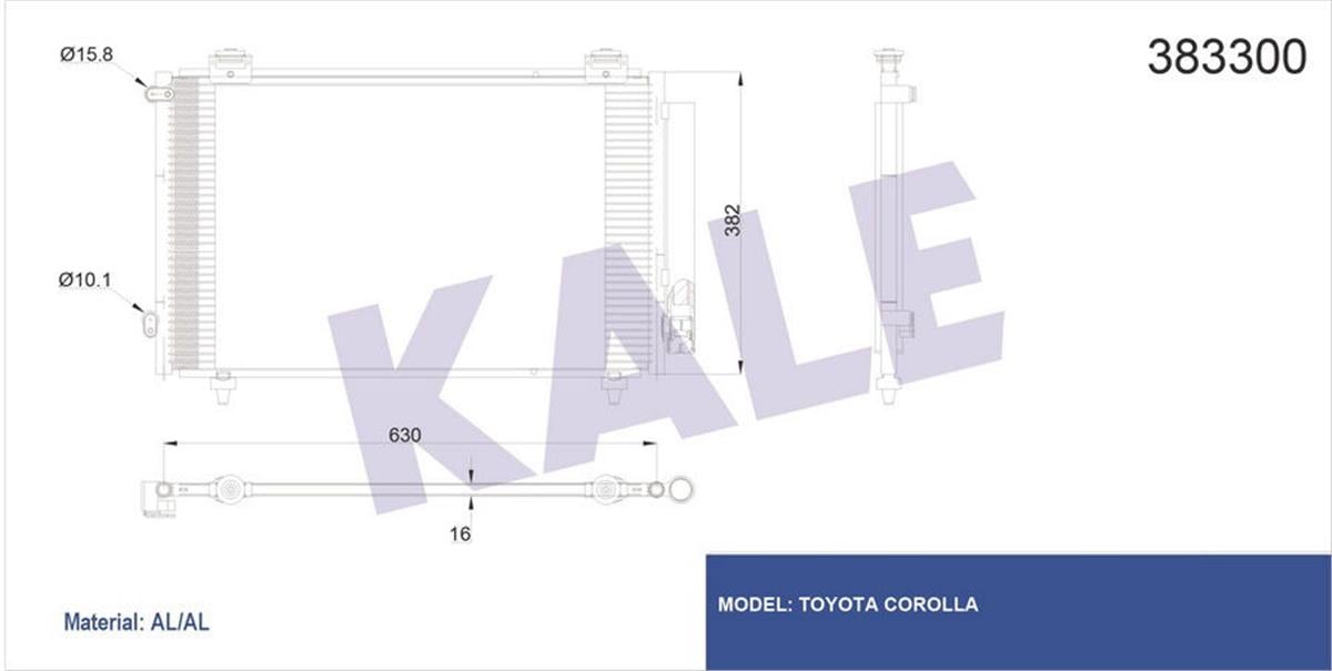 Klima Radyatörü Kondenser Corolla Al/Al 630X382x16