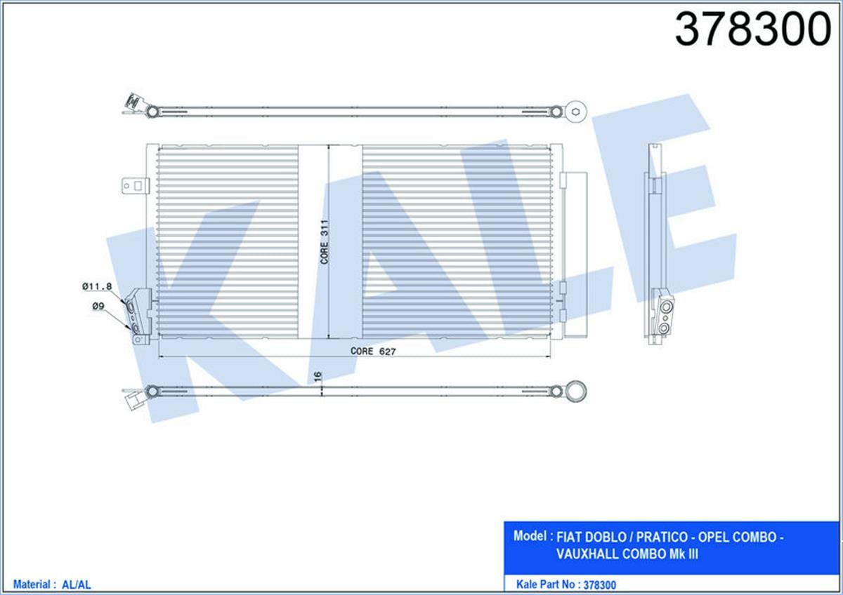Klima Radyatörü Kondenser Doblo 10 Combo 12 1.3 Dmtj-1.6 Dmtj-2.0 Dmtj 669X293x1