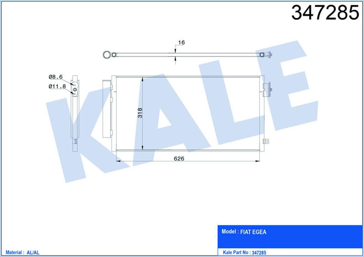 Klima Radyatörü Kondenser Egea 1.3-1.6 Multijet-1.4 Benzinlı Al-Pl-Brz
