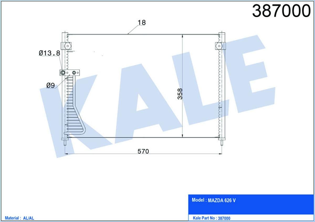 Klima Radyatörü Kondenser Mazda 626 V Al-Al 570X358x18