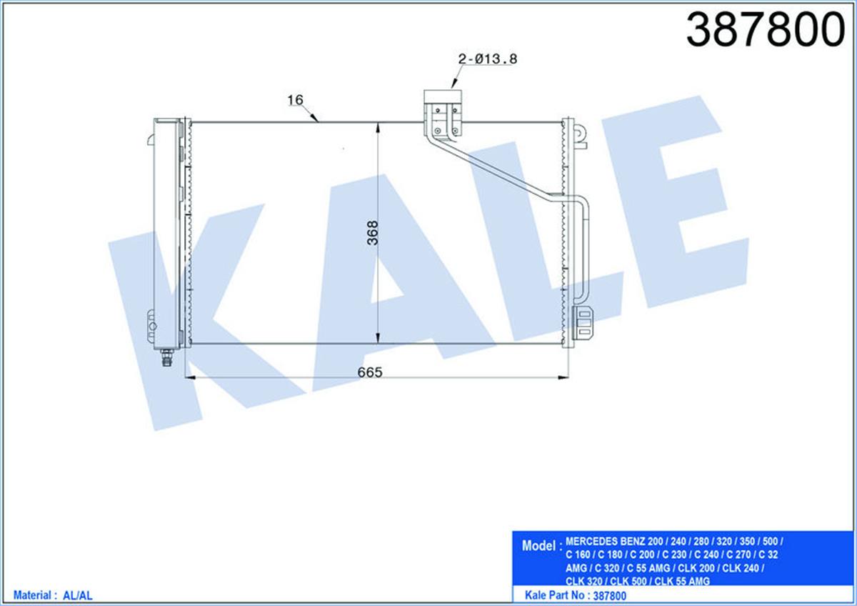 Klima Radyatörü Kondenser Mercedes Benz 200-240-C160-C180-C200-C230-C240-C270-C3