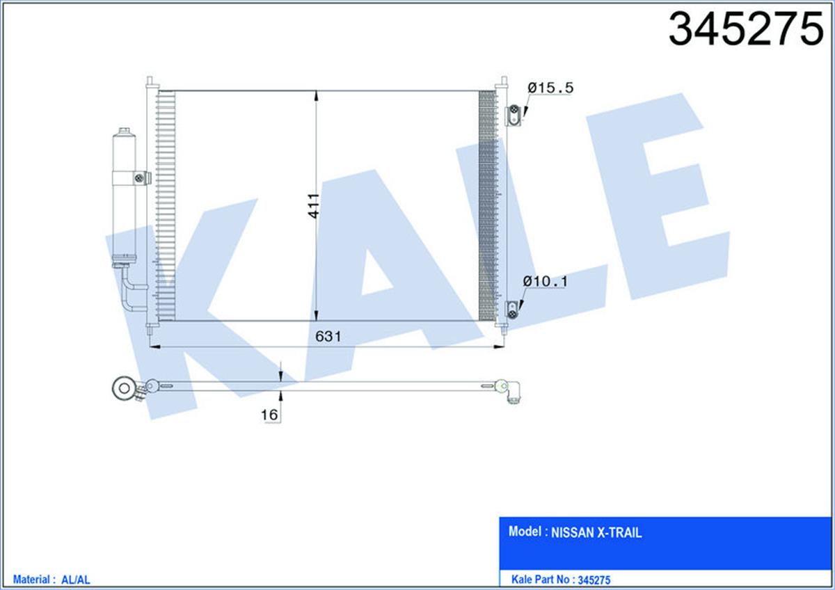 Klima Radyatörü Kondenser Nıssan X-Trail Dizel-Benzin 07 642X388x16 Oto.-Mek. Al