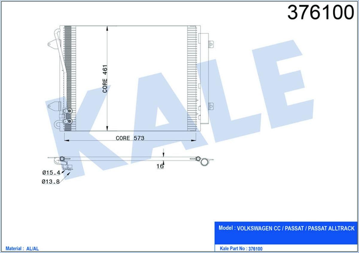 Klima Radyatörü Kondenser Passat 05 1.4Tsı-1.8Tsı-2.0Tsı-3.2Fsı-3.6Fsı 575X460x1