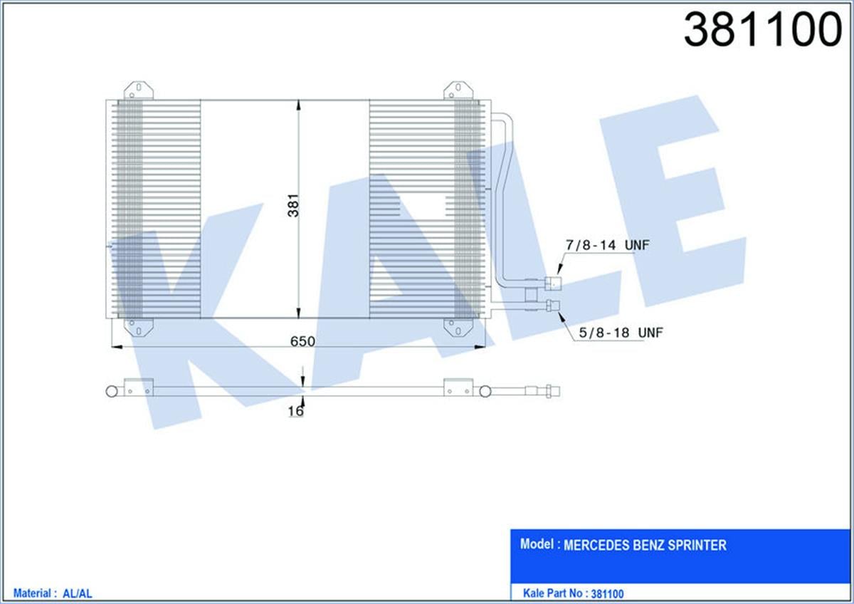 Klima Radyatörü Kondenser Sprınter Al/Al 665X371x16