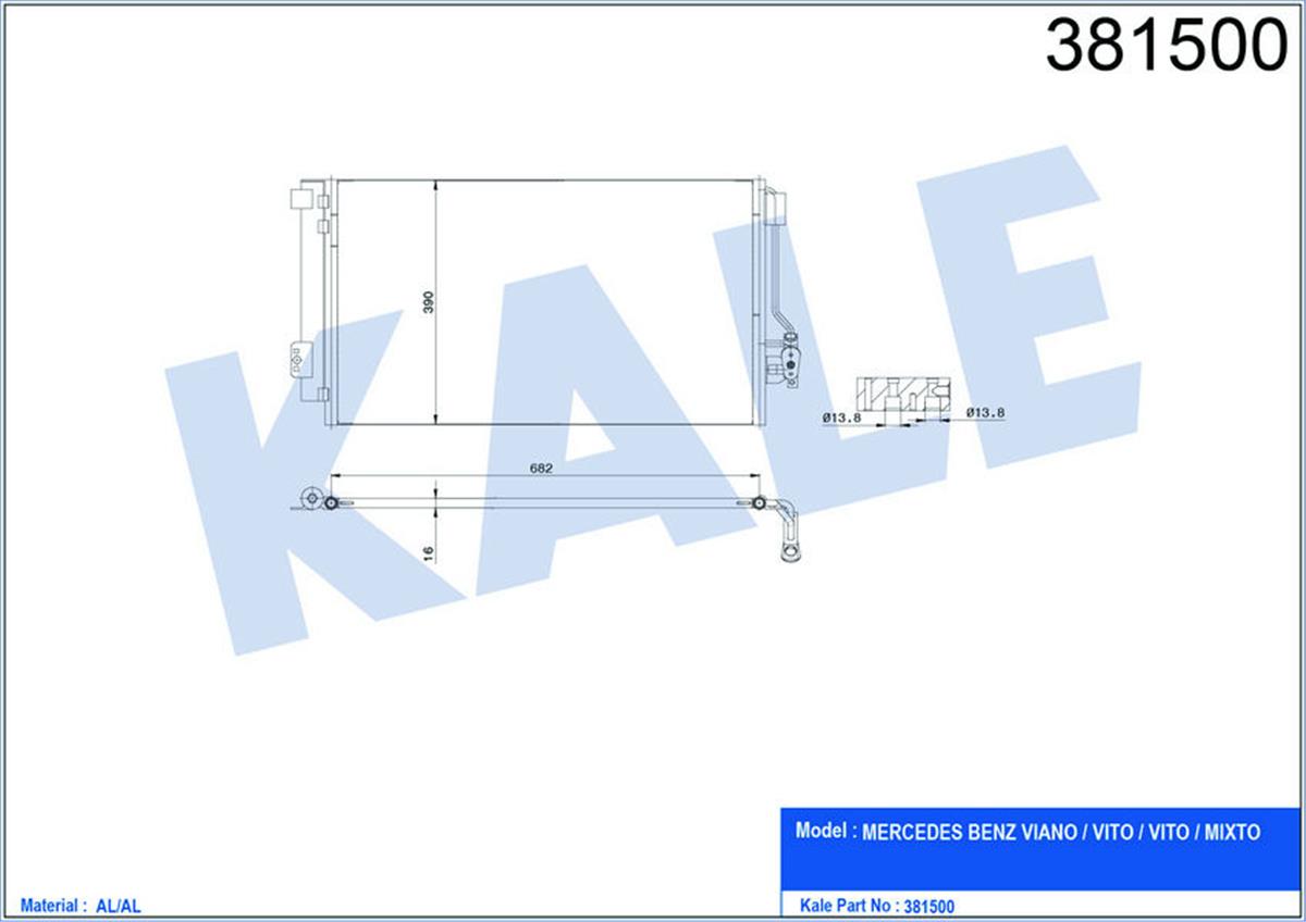 Klima Radyatörü Kondenser Vıto / Mıxto Al/Al 702X390x16