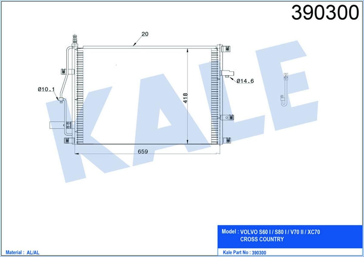Klima Radyatörü Kondenser Volvo S60 I-S80 I-V70 Iı-Xc70 Cross Country Al-Al Tüpl