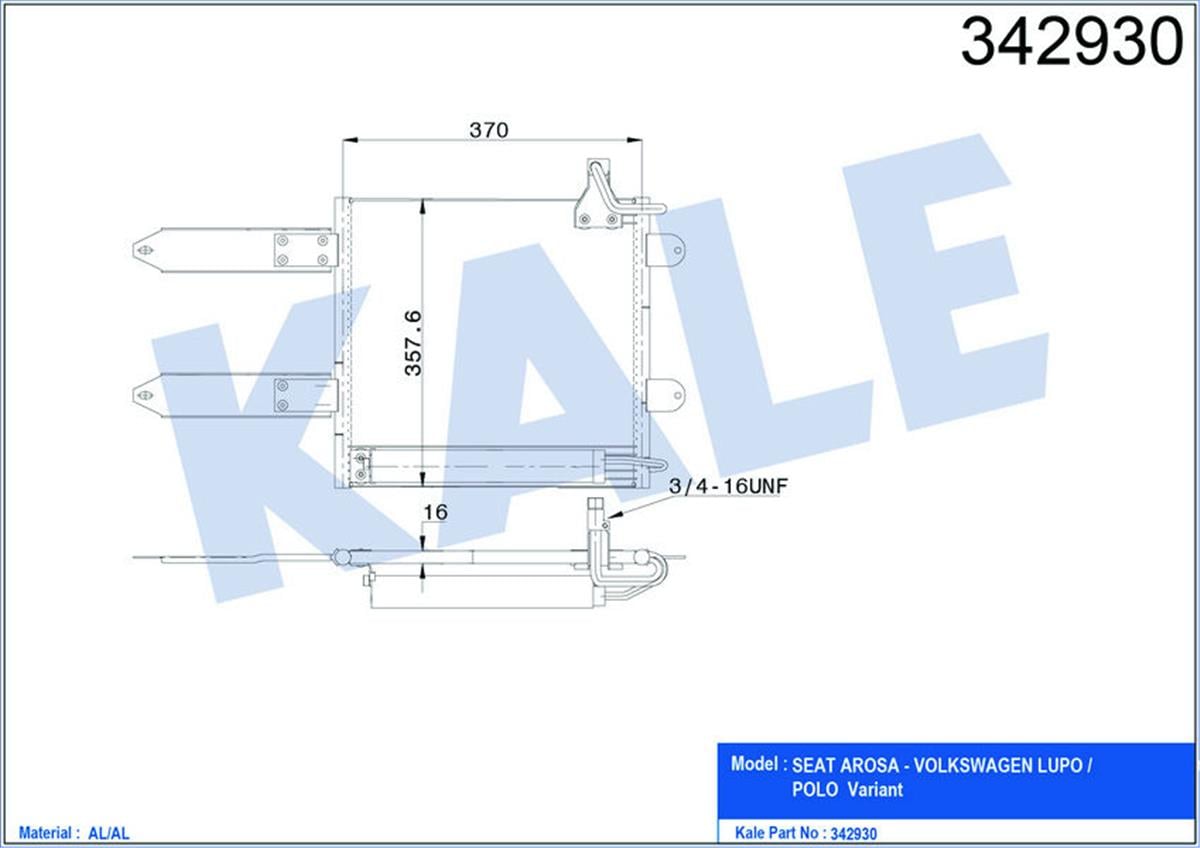 Klima Radyatörü Kondenser Vw Polo-Lupo-Seat Arosa Variant Al-Al