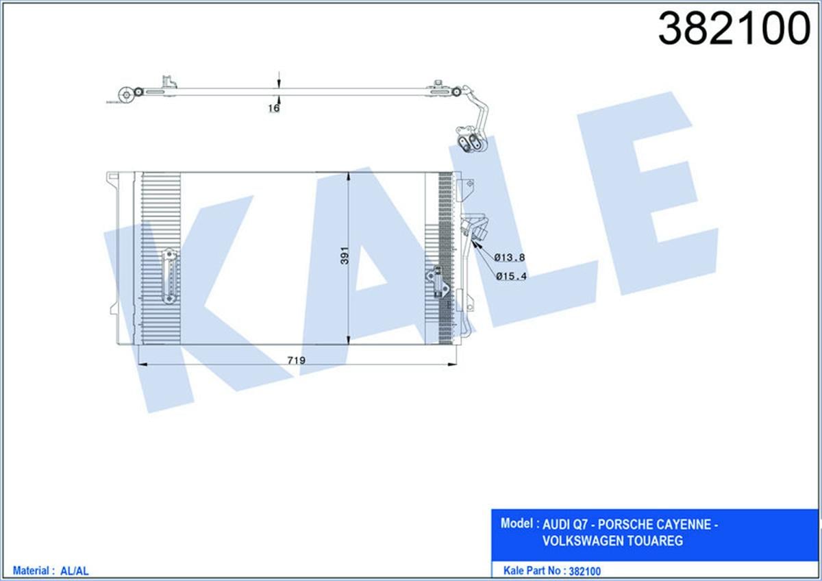 Klima Radyatörü Kondenser Vw Touareg-Audi Q7 Al/Al 720X368x16