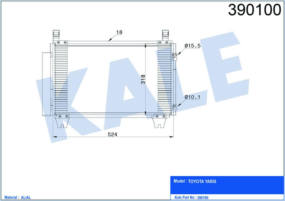 Klima Radyatörü Kondenser Yarıs Al/Al 524X318x16