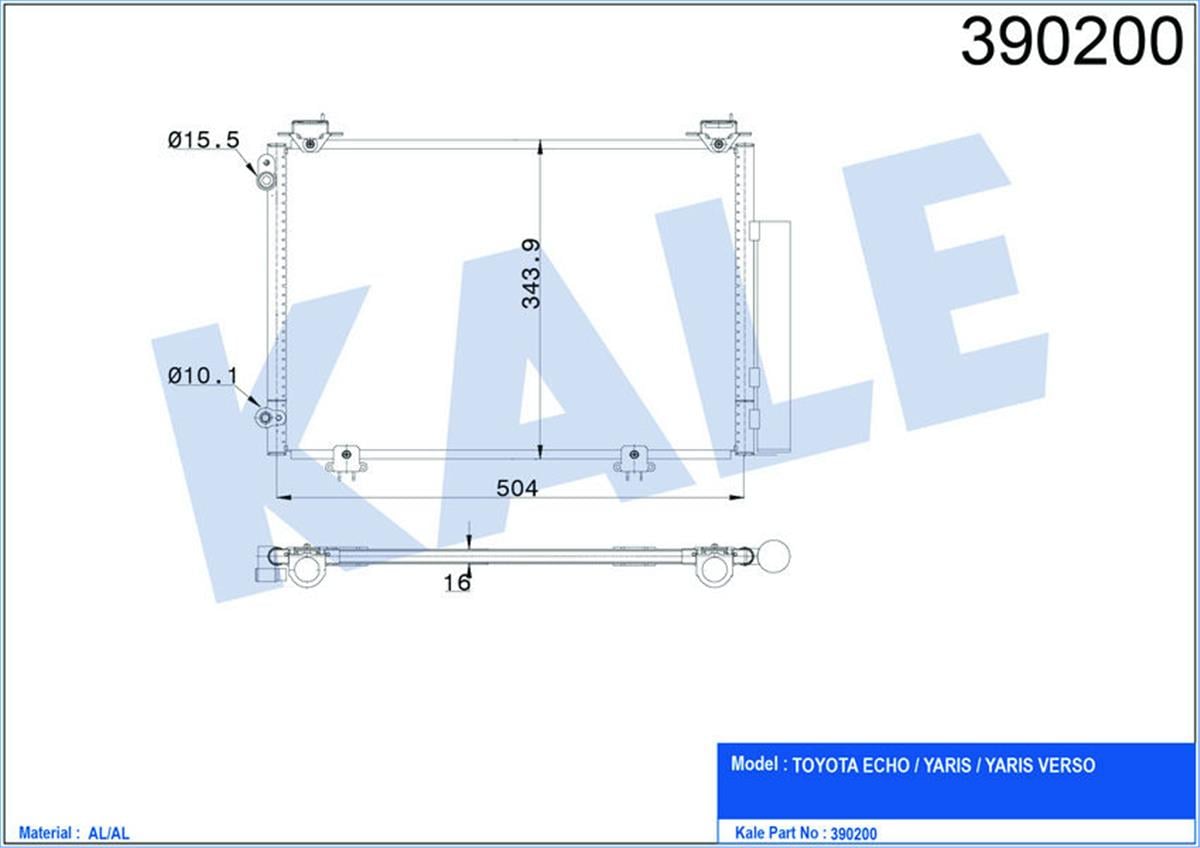 Klima Radyatörü Kondenser Yarıs-Yarıs Verso Al/Al 520X318x16
