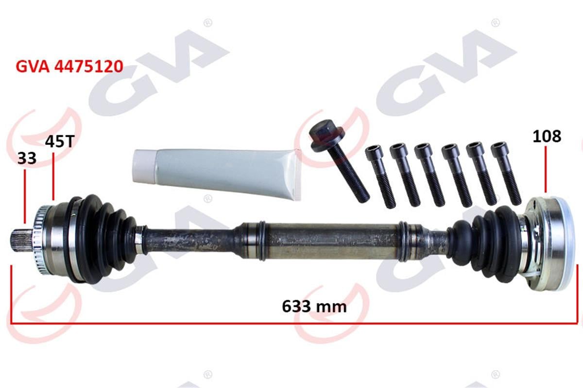 Komple Aks Sağ Abs Li A4-Passat 1.8T 96-01 45 Diş 633Mm