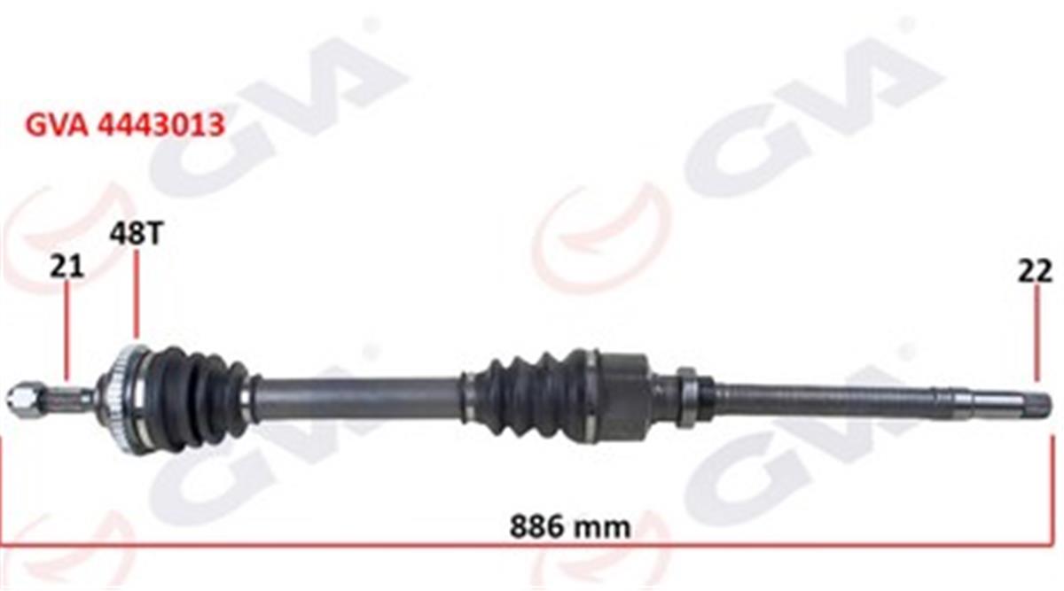 Komple Aks Sağ Peugeot 206 1.6İ 98-06 Tu5 Abs Li 48 Diş 886Mm