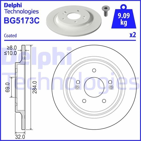 Hyundai Kona Arka Fren Diski Dolu Tip DELPHI