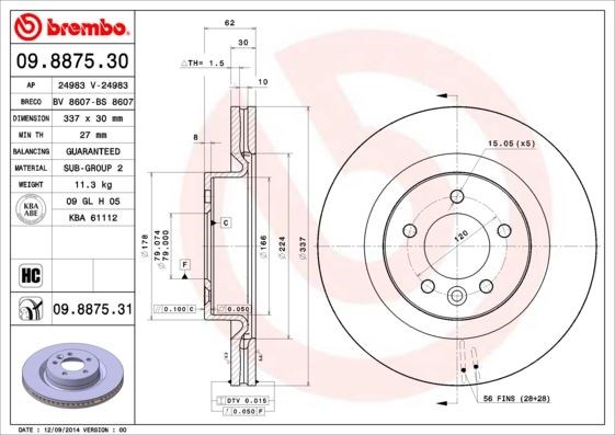 Land Rover Ön Fren Diski UV Coated BREMBO