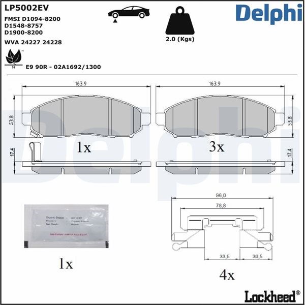 Nissan Leaf Elektrikli Fren Balatası DELPHI
