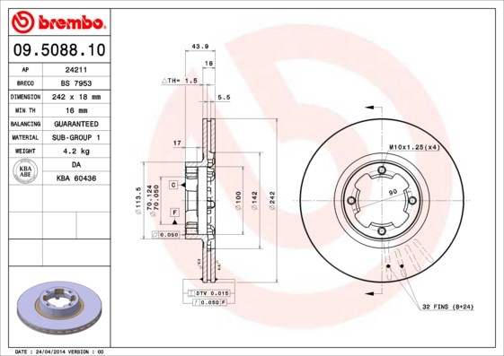Subaru Leone Loyale Hatchback III Estate XT Coupe Fren Diski BREMBO
