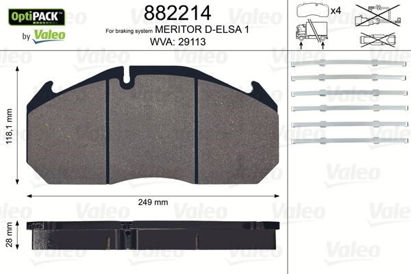 Man F90 F2000 M2000 Disk Fren Balatası Optipack Sensörlü 22.5 Tekerlek İçin VALEO