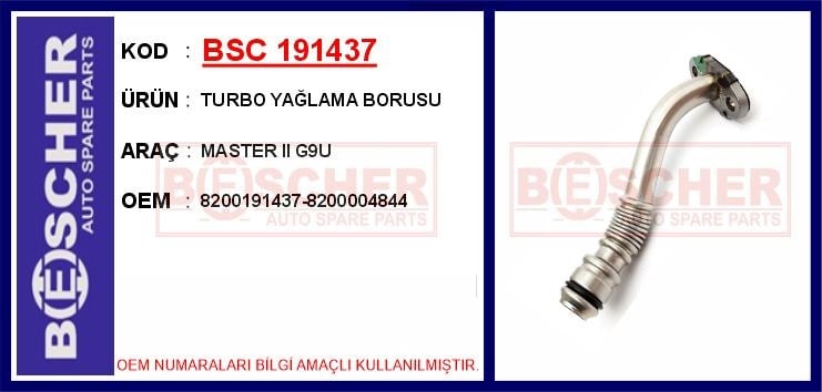 Renault Master II Turbo Yağlama Borusu BESCHER