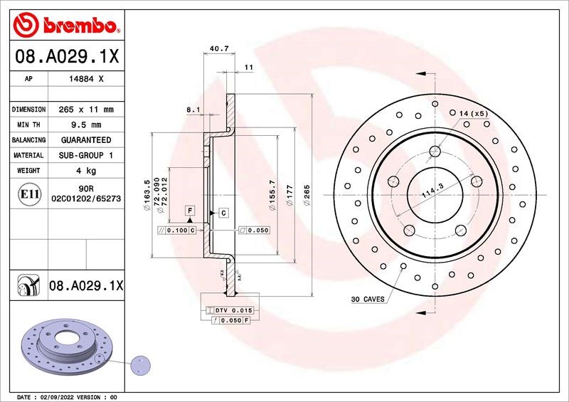 Mazda 3 Arka Fren Diski Dolu Tip Kaplamalı Delikli BREMBO