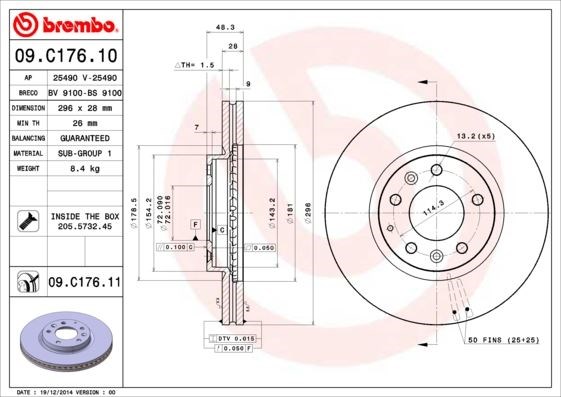 Mazda Ön Fren Diski UV Coated BREMBO