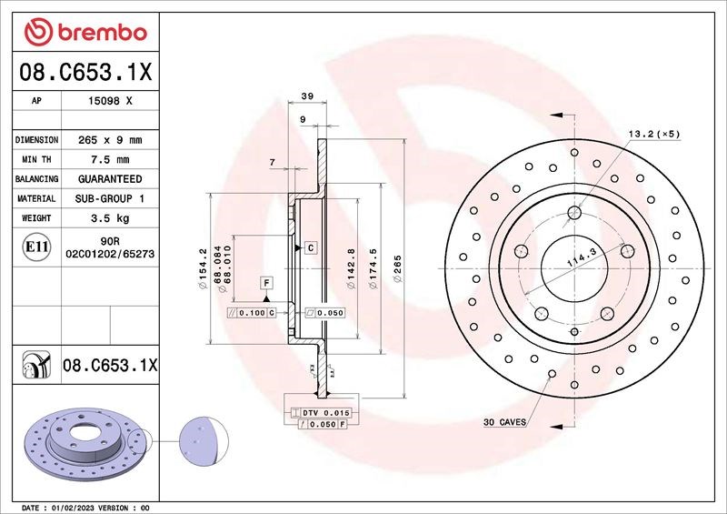 Mazda 3 Arka Fren Diski Dolu Tip Delikli BREMBO