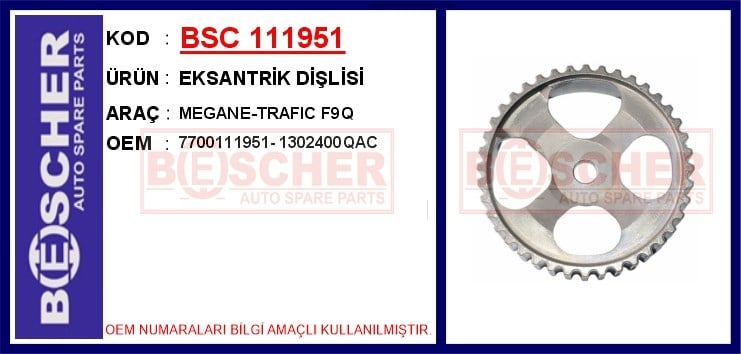 Renault Megane Trafic Eksantrik Dişlisi BESCHER