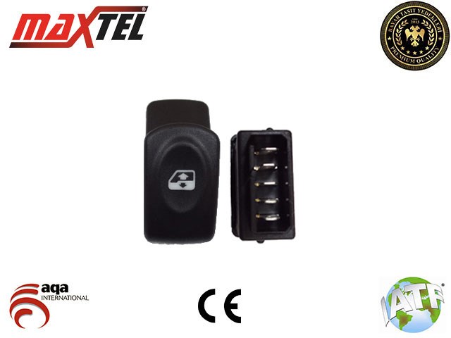 Renault Megane 1 Kangoo Cam Kaldırma Anahtarı Ön Sol 5 Pin Siyah Otomatik MAXTEL