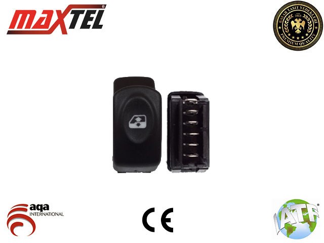 Renault Megane 1 Clio Kangoo Cam Kaldırma Anahtarı Ön Sağ 6 Pin Siyah MAXTEL
