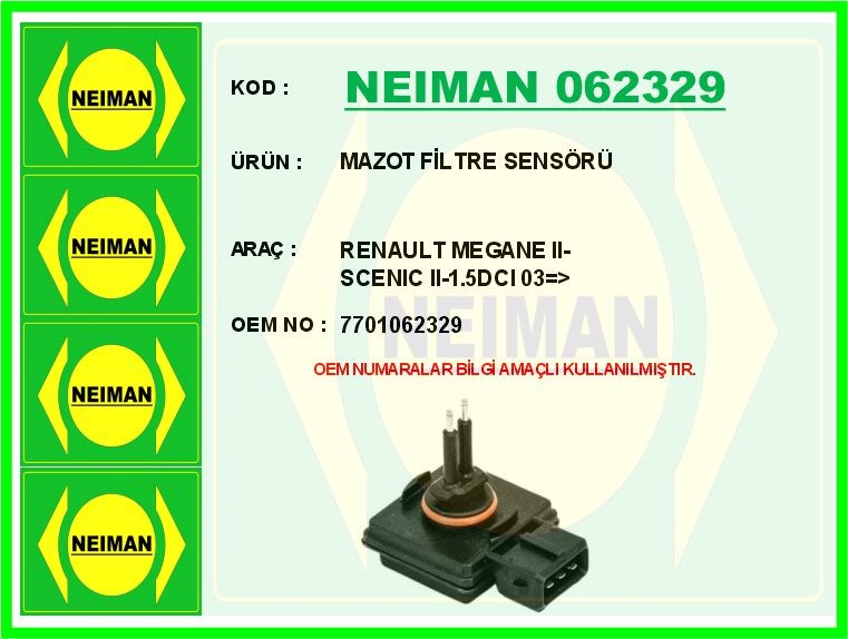 Renault Megane 2 Scenic 2 1.5 DCI Mazot Filtre Sensörü BESCHER