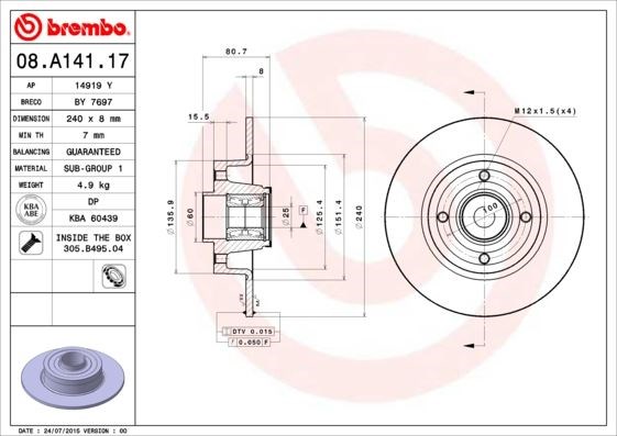 Renault Megane II Modus Clio III Arka Fren Aynası BREMBO