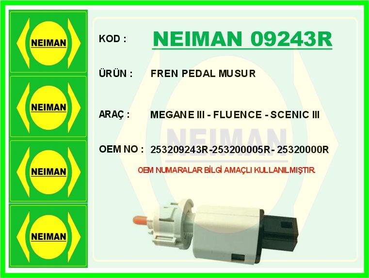 Renault Megane 3 Fluence Scenic 3 K4M F9Q K9K H4J Fren Müşürü 4 Fişli BESCHER