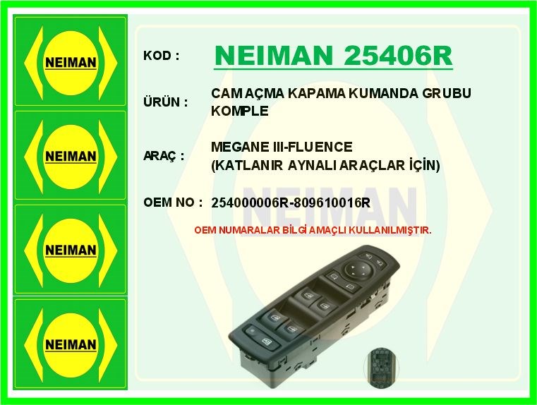 Renault Megane 3 Cam Açma Kapama Kumanda Grubu Komple Katlanır Aynalı BESCHER
