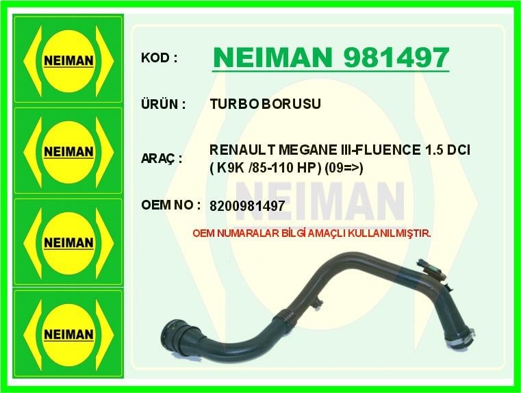 Renault Megane III Turbo Borusu 1.5dCi BESCHER