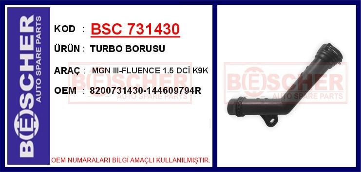Renault Megane 3 Fluence Turbo Borusu 1.5 DCİ K9K BESCHER