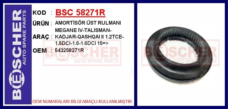 Renault Megane 4 Amortisör Üst Rulmanı 1.2TCE-1.5DCI-1.6-1.6DCI BESCHER