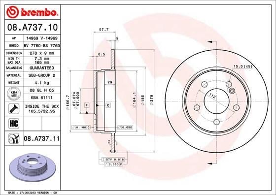 Mercedes C-Class W204 S204 C204 Arka Fren Diski BREMBO