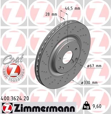 Mercedes AMG W203 CL203 S203 C209 A209 R171 Ön Fren Diski ZIMMERMANN
