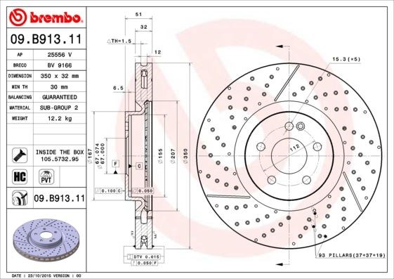 Mercedes AMG W176 C117 X117 X156 R172 Ön Fren Diski BREMBO
