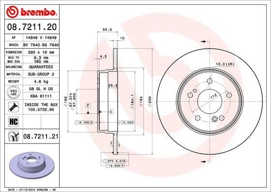 Mercedes W203 Arka Fren Diski BREMBO