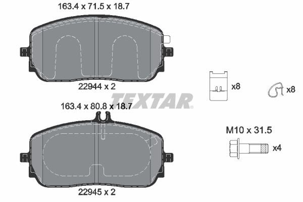 Mercedes W177 V177 W247 C118 X118 H247 X247 V167 Spor Tip Ön Fren Balatası TEXTAR